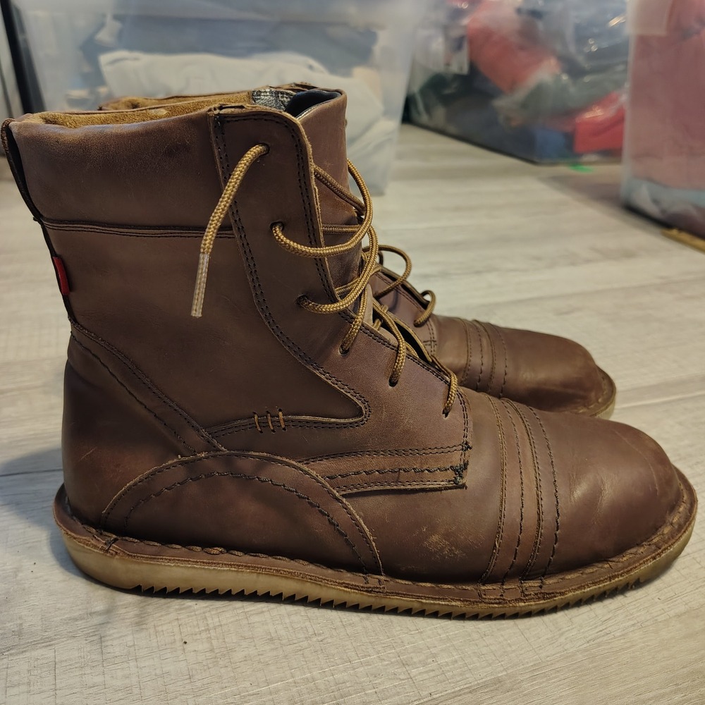 Oliberte Gando Mens Brown Leather Lace Up Cap Toe Wedge Sole Boots Size 46 EU 13